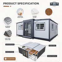 Maison mobile portable de luxe préfabriquée de 40 pieds ou 20 pieds, villa préfabriquée pliable et extensible avec 2, 3, 4 ou 5 chambres, maison conteneur