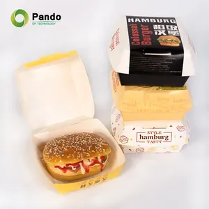 Bolsa de papel con logotipo personalizado para sándwich, palomitas de maíz, perro caliente, fiambrera de pollo frito, hamburguesa, hamburguesa, caja de impresión de comida rápida, embalaje de marca