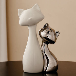 Novedad personalizada al por mayor figurita de gato de cerámica para pintar decoración de arte figurita de cerámica de gato belleza serena y espíritu juguetón - Product Image 4