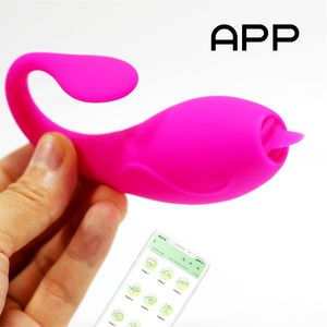 Vibratore Wireless con Controllo Remoto tramite App, Stimolatore Clitorideo con Funzione Leccata della Lingua, Ricaricabile USB, Materiale Sicuro per il Corpo - Product Image 1