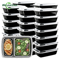 Boîtes de préparation de repas en plastique PP anti-fuite à 3 compartiments, jetables, pour le travail, boîte à lunch bento avec couvercles