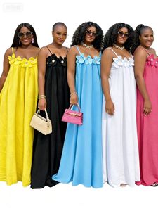 Factory Custom 2026 New Women French Heavy Craft 3D Flower <b>Slip</b> Dress Loose Fit Backless <b>Long</b> Maxi Dress Summer Holiday Casual - Product Image 1