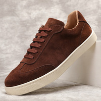 Chaussures décontractées légères pour hommes en cuir de vachette suédé de luxe, style sportif rétro pour la marche printemps-hiver