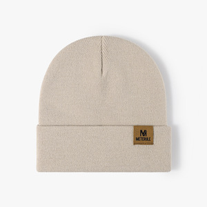 Mũ len acrylic đan thủ công, thời trang đường phố, nhãn dệt riêng hoặc logo miếng da, mũ beanie bán buôn, mũ mùa đông thời trang - Product Image 3