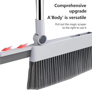 Ensemble <span class=keywords><strong>balai</strong></span> et pelle 4-en-1 pliable et rotatif à long manche, avec balayette magique en silicone souple pour le nettoyage des sols - Product Image 3