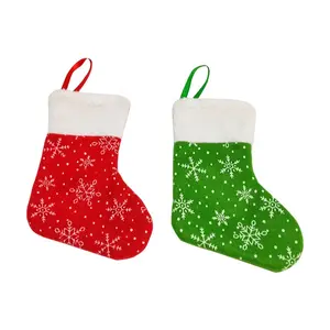 materiale di natale calze Suppliers-Materiale Non Tessuto Stampa del Fiocco di neve di Natale Calza Di Natale