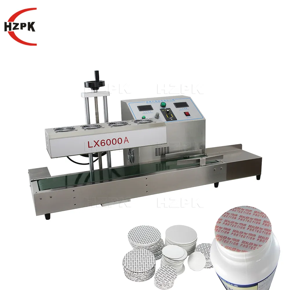 HZPK LX6000A machine de scellage par induction automatique de bouteilles en plastique, bouchons de bocaux en verre, feuille d'aluminium