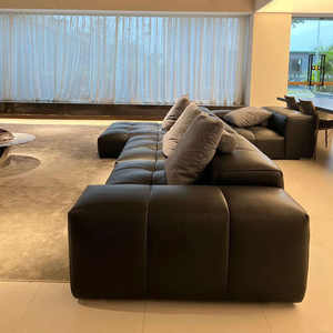 थोक वास्तविक चमड़े के आकार काले सोफे इतालवी 5 सीटर सोफे लिविंग रूम फर्नीचर बिक्री के लिए सेट - Product Image 6