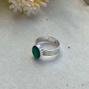 แหวนพลอยโอนิกซ์สีเขียวสำหรับผู้หญิงแหวนเงินสเตอร์ลิงโบโฮพลอยสีเขียวสำหรับงานแต่งงานและงานปาร์ตี้ใน925 - Product Image 4