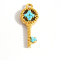 SUMMLY Vintage Türkis-Einlage Edelstahl-Anhänger Charms Meerestier Kreuz Blattform DIY Schmuckzubehör Großhandel