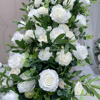 Sunwedding Guirlande de fleurs artificielles en soie avec feuilles vertes, roses blanches et pivoines pour mariage, remise de diplôme, fête des Mères, chemin de table