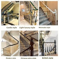 [Direct Usine] Rampe d'escalier en alliage cuivre-aluminium vert paon de Chine ; Rampe d'escalier haut de gamme sur mesure pour villa, finition or