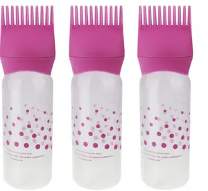 Root Comb Applicator Bottle Rosy Plastics Hair Dyeing Bottles Hairdressing Dry Cleaning Bottle for Home Salon