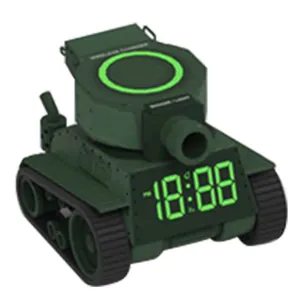 Hot Koop Blauwe Vrachtwagen Unieke Model Lcd Digitale Klok Draadloze Opladen Klok Kinderen Lego Militaire Tanks