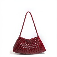 Sac fourre-tout élégant haut de gamme pour femme, bandoulière unique, grande poche intérieure, design tressé à la main, en PU et polyester