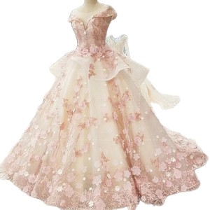 S0396N <span class=keywords><strong>Falda</strong></span> hinchada estilo bosque floral y decoración de encaje para el vestido de fiesta de boda de la reunión anual de la <span class=keywords><strong>novia</strong></span> - Product Image 5