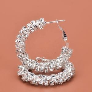 K-Style Women's 5cm Exaggerated Wedding <b>Dress</b> Jewelry Full Diamond C-Shaped Earrings Easy Match Fine Stud Earrings Yiwu Factory - Product Image 2