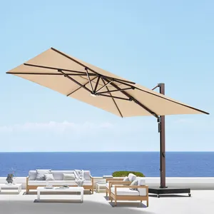 Su misura strisce solari led all'ingrosso pubblicità personalizzata motorizzata giardino parasole leggero esterno Cantilever patio ombrello