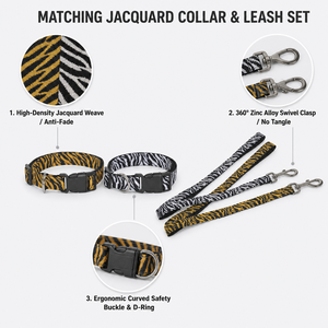 Durable Jacquard <b>Dog</b> Collar and Leash Set with Buckle Closure Animal Pattern <b>Small</b> Medium Large Size Matching Combo <b>for</b> <b>Dogs</b> - Product Image 2