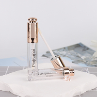 Tube de brillant à lèvres vide de 5 ml, transparent, rond, avec applicateur en or rose, logo personnalisé, emballage cosmétique, marque privée