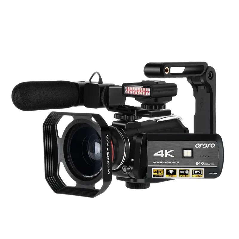 Профессиональная Цифровая видеокамера ночного видения 4k с микрофоном и видеокамерой