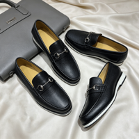Mocassins hybrides légers pour hommes, semelle épaisse, cuir véritable, décontractés et formels, bout carré, antidérapants, à enfiler, noirs