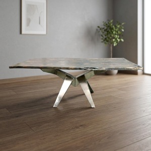 Industrial Foldable Vintage Indian Antique Nickel Plated Iron Solid Acacia Live Edge Wood Dining <b>Table</b> for Apartment Hotel Villa - Product Image 2