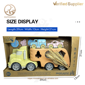 Camion porteur de jouets unisexe pour bambins <span class=keywords><strong>remorque</strong></span> acousto-optique <span class=keywords><strong>avec</strong></span> rangement petites voitures camion de paille de blé jouet <span class=keywords><strong>jeu</strong></span> d'association - Product Image 5