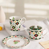 Ensemble de tasses à café en céramique rétro de luxe pour Noël, ensemble de tasses à thé de l'après-midi de haute qualité pour décorations de fêtes