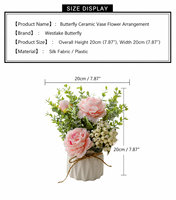 Rangkaian Bunga Buatan dengan Set Vas Keramik Buket Ranunculus Eucalyptus Berry Dekorasi Tengah Meja Pernikahan Rumah