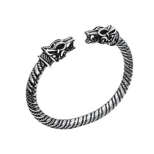 Pulsera Vikinga de Doble Cabeza de Lobo en Acero Inoxidable Certificado, para Hombre, Sólida, Duradera, Estilo Retro Gótico, Joyería de Metal Pesado, Regalo - Product Image 6