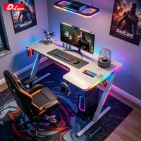 Bureau de jeu en forme de L extensible, table d'angle réversible avec station de travail gaming RGB pour les distributeurs