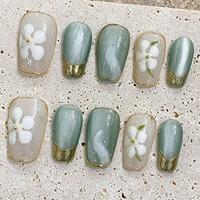 Faux ongles carrés en acrylique 3D faits main, motif chat mignon et coloré, réutilisables, 10 pièces, à presser
