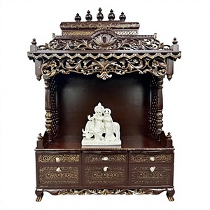 Templo Tradicional de Madera de Teca India con Tallado de Pavo Real, Mandir Hecho a Mano de Primera Calidad para Decoración de Sala de Pooja - Product Image 6