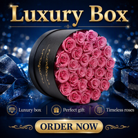 Vente en gros de boîte tactile authentique de 27 roses séchées conservées de luxe éternelle faite à la main fleurs éternelles immortelles pour la Saint-Valentin