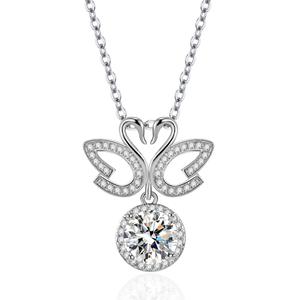 Gran oferta, collar con colgante de amor de Lago de cisne romántico, diseño de beso de cisne de seis puntas con moissanita simulada brillante, joyería de moda - Product Image 1