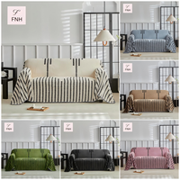 Housse de canapé rétro haut de gamme en polyester à carreaux, style européen, en peluche, pour automne-hiver, pièce unique, universelle, entièrement couvrante