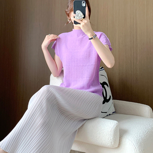 เสื้อยืดคอปกตั้งของผู้หญิงผ้าชีฟองจับจีบแขนสั้นลำลองอเนกประสงค์แห้งเร็วเป็นมิตรกับสิ่งแวดล้อมดีไซน์ล่าสุด - Product Image 2