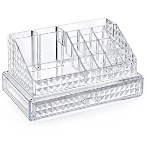 <b>Clear</b> Diamond Pattern PS Crystal Modern Waterproof Makeup <b>Organizer</b> Box <b>Drawer</b> for Lipsticks Brushes Jewelry Beauty Accessories - Product Image 1