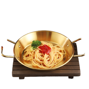 Korean Restaurants Eco-Friendly Stainless Steel <strong>Paella</strong> <strong>Pan</strong> Gold Spanish <strong>Paella</strong> Frying Cooking Pot for Seafood Factory Price - Product Image 1