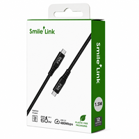 Câble USB C 20V 3A 1,5m en nylon noir PD60W 3A à charge rapide, câble en cuivre étamé pour téléphone portable, ordinateur et tablette, 1 pièce