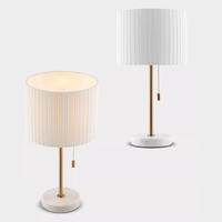 Idea design Base en marbre Abat-jour en tissu pliable Lampe de table ronde Lampe de bureau pour bureau Salle de lecture