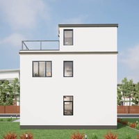Villa préfabriquée à toit plat duplex, villa à deux étages, maison mitoyenne