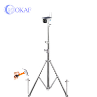 Tripod Portabel dengan Tiang Teleskopik Manual Bertenaga Mandiri dan Antena untuk Kamera PTZ, Kamera Dome CCTV, dan LED