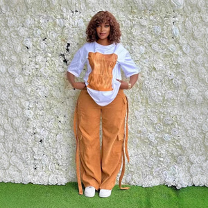 <span class=keywords><strong>Ensemble</strong></span> de vêtements pour femmes grande taille d'été, haut à manches courtes avec imprimé lettres et pantalon cargo à jambes larges, ensembles assortis deux pièces - Product Image 3