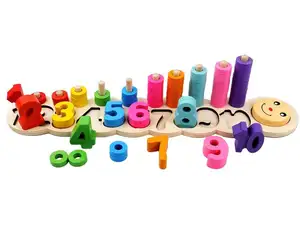 Crianças Puzzles Brinquedos Classificador Forma De Classificação De Madeira Número e Empilhar Blocos Crianças Brinquedos de Aprendizagem de Matemática Presente, Brinquedos Montessori