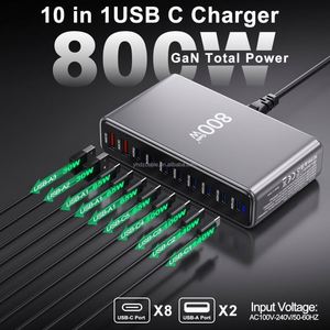 800W Multi Port 10-port USB GaN Fast Charging Desktop Charger Adapter 140W Laptop and Tablet Fast Charger - Product Image 2