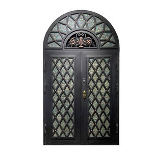 Porte d'entrée principale de villa vintage, grille décorative de luxe, double porte d'entrée en fer forgé - Product Image 6
