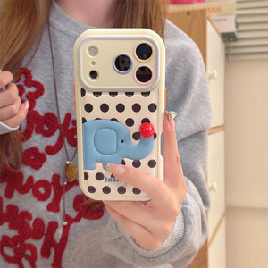 เคสโทรศัพท์หนังลายจุดสไตล์เกาหลี 3 มิติ รูปช้างจมูกแดง สำหรับ iPhone 17 Pro Max 16 15 14 ป้องกันการกระแทก - Product Image 5