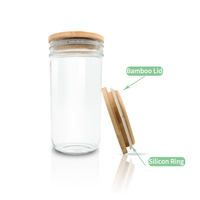 Pot à thé en verre transparent Boba de 710ml, avec couvercle en bambou, de haute qualité